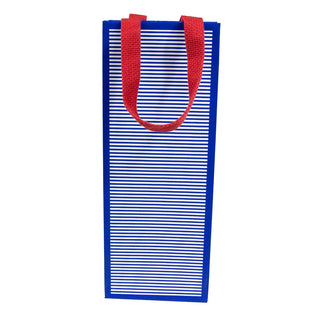 Mini Stripe Navy Wine & Bottle Gift Bags - 1 Each