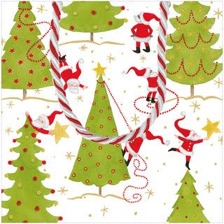 Twirling Santas Small Square Gift Bag - 1 Each