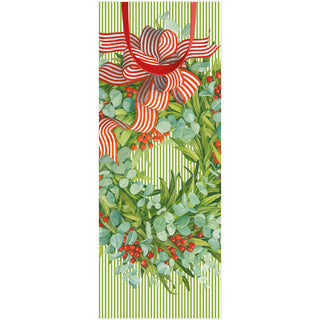 Ribbon Stripe Wreath Wine & Bottle Gift Bag - 1 Each