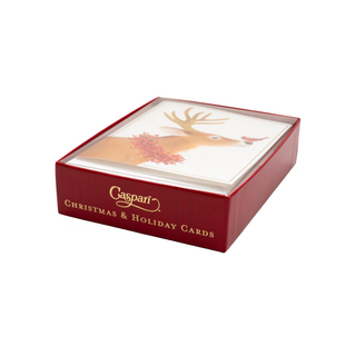 Deer And Cardinal Petite Boxed Christmas Cards - includes 15 cards & envelopes