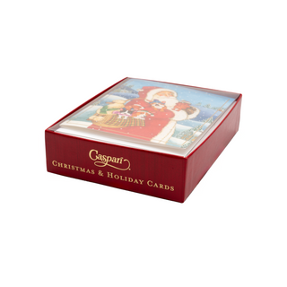 Santa With Dogs Petite Boxed Christmas Cards - includes 15 cards & envelopes