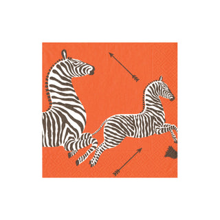 Zebras Orange Cocktail Napkins - 20 Per Package