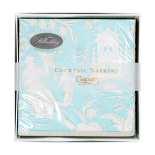 Silk Road Toile Robin's Egg Boxed Cocktail Napkins - 40 Per Box