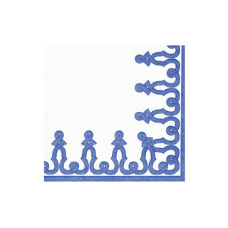 Dessin Passementerie Riviera Blue Paper Linen Boxed Cocktail Napkins - 15 Per Package