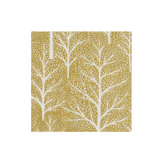 Winter Trees Gold & White Boxed Cocktail Napkins - 40 Per Box