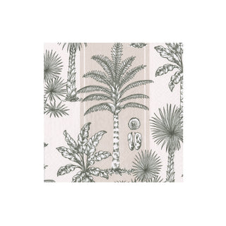 Southern Palms Flax & White Cocktail Napkins - 20 Per Package