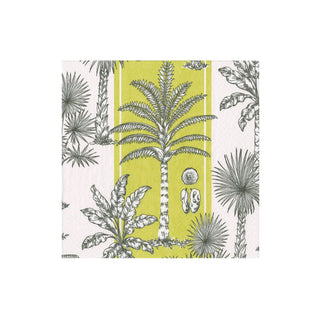 Southern Palms Green & White Boxed Cocktail Napkins - 40 Per Box