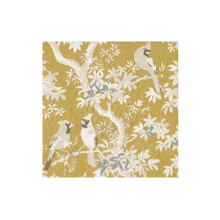 Scenic Songbirds Gold & Ivory Boxed Cocktail Napkins - 40 Per Box