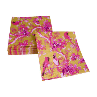 Scenic Songbirds Rose & Gold Cocktail Napkins - 20 Per Package