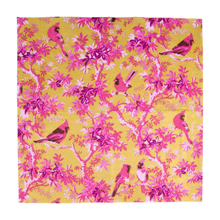 Scenic Songbirds Rose & Gold Cocktail Napkins - 20 Per Package