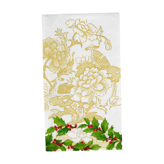 Holly Ceramic Ivory & Gold Guest Towel Napkins - 15 Per Package