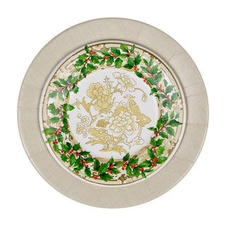 Holly Ceramic Ivory & Gold Salad & Dessert Plates - 8 Per Package