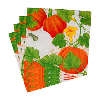 Pumpkin Chintz White Luncheon Napkins - 20 Per Package