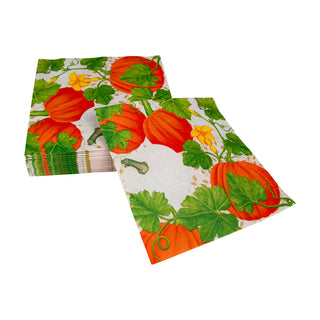 Pumpkin Chintz White Luncheon Napkins - 20 Per Package