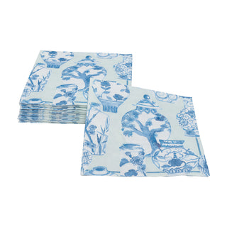 Glazed Porcelain Celadon Paper Linen Cocktail Napkins - 15 Per Package
