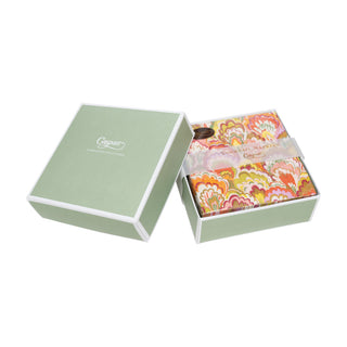 Marbled Ceramica Raspberry & Chartreuse Boxed Cocktail Napkins - 40 Per Box