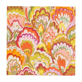 Marbled Ceramica Raspberry & Chartreuse Cocktail Napkins - 20 Per Package