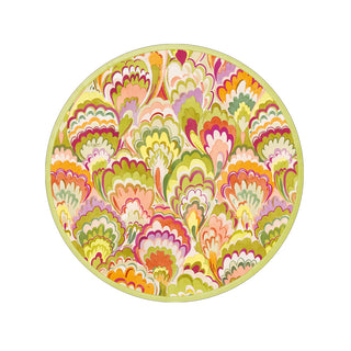 Marbled Ceramica Raspberry & Chartreuse Salad & Dessert Plates - 8 Per Package