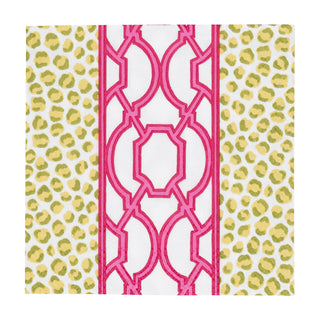 Knots And Spots Green & Fuchsia Cocktail Napkins - 20 Per Package