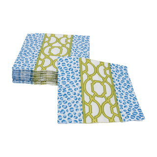 Knots And Spots Blue & Green Cocktail Napkins - 20 Per Package