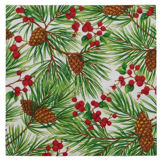 Evergreen and Berries White Dinner Napkins - includes 20 Dinner Napkins