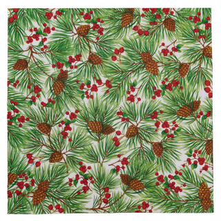 Evergreen and Berries White Dinner Napkins - includes 20 Dinner Napkins