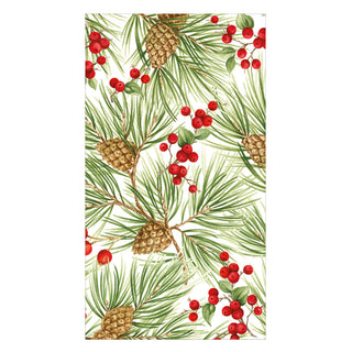 Evergreen and Berries White Guest Towels - includes 15 Guest Towels