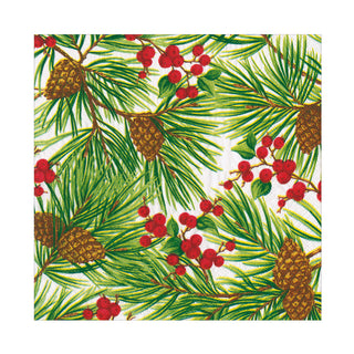 Evergreen And Berries White Luncheon Napkins - includes 20 Luncheon Napkins