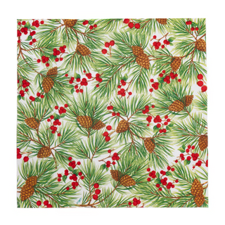 Evergreen And Berries White Luncheon Napkins - includes 20 Luncheon Napkins