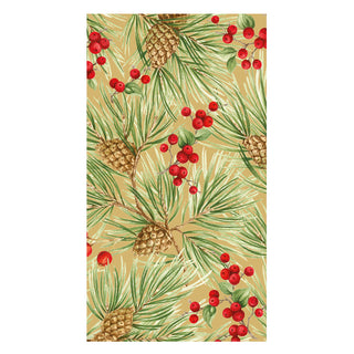 Evergreen And Berries Gold Guest Towels - includes 15 Guest Towels