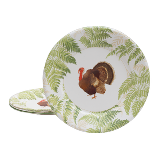 Turkey Among Ferns Paper Dinner Plates - includes 8 Paper Dinner Plates