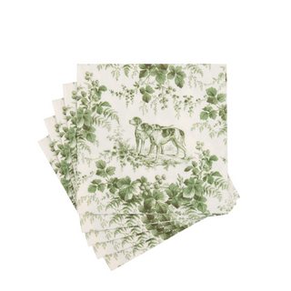 Hunting Toile Evergreen Cocktail Napkins - includes 20 Cocktail Napkins