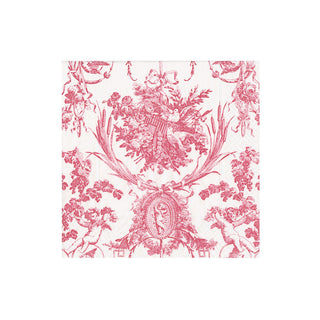 Romantic Toile Rose Boxed Cocktail Napkins - 40 Per Box