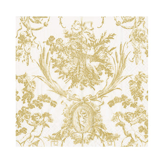 Romantic Toile Gold Luncheon Napkins - 20 Per Package