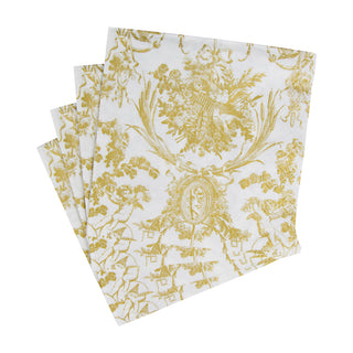 Romantic Toile Gold Luncheon Napkins - 20 Per Package
