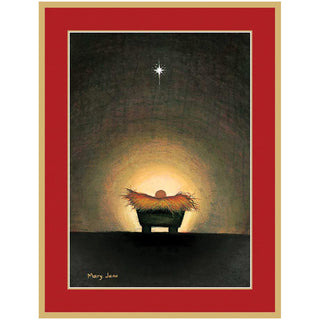Star And Creche C-Sized Christmas Cards Pack in Cello - 5 Cards & 5 Envelopes