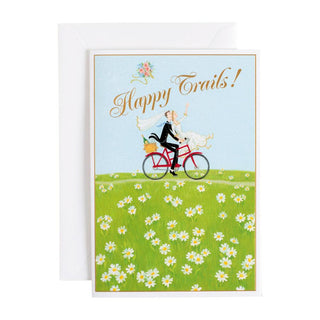 Happy Trails Foil Wedding Die Cut Greeting Card - 1 card with envelope