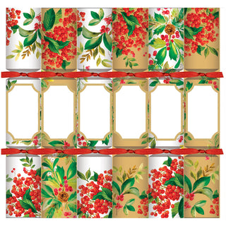 Holly Chintz Christmas Crackers-12 Inch Long/6In
