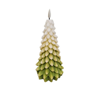 Large Christmas Tree LED Candle in Green & White - 1 Each