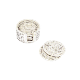 Cream Round Rattan Coaster - Set of 6