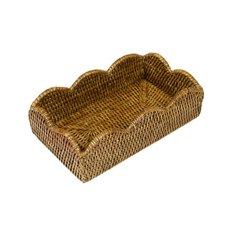 Rattan Scallop Guest Towel Napkin Holders in Natural - 1 Napkin Holder
