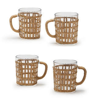 Island Chic Hand-Woven Lattice Mug - Set of 4