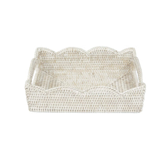 Rattan Scalloped Small Tray in Cream - 1 Placemat