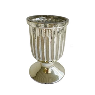 Glass Hurricane in Ribbed Silver - Small