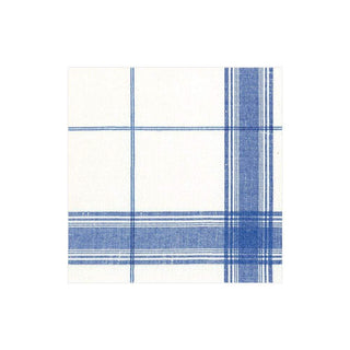 Caspari Belgian Linen Paper Linen Cocktail Napkins in Blue - 15 Per Package 11353CG