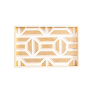 Caspari Garden Gate Lacquer Vanity Tray in White & Gold - 1 Each 11700LQSMREC