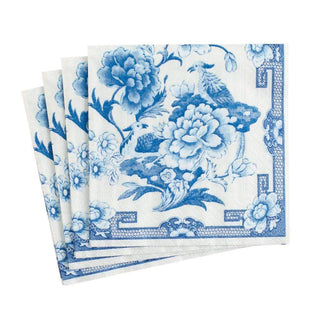 Caspari Blue & White Paper Cocktail Napkins - 20 Per Package 12450C