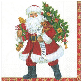 Caspari Lynn Haney Santa Paper Dinner Napkins - 20 Per Package 12750D