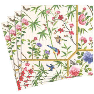 Caspari Chinese Wallpaper Paper Dinner Napkins in Cream - 20 Per Package 12930D