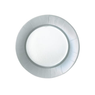 Caspari Linen Border Paper Salad & Dessert Plates in Silver - 8 Per Package 13282SP